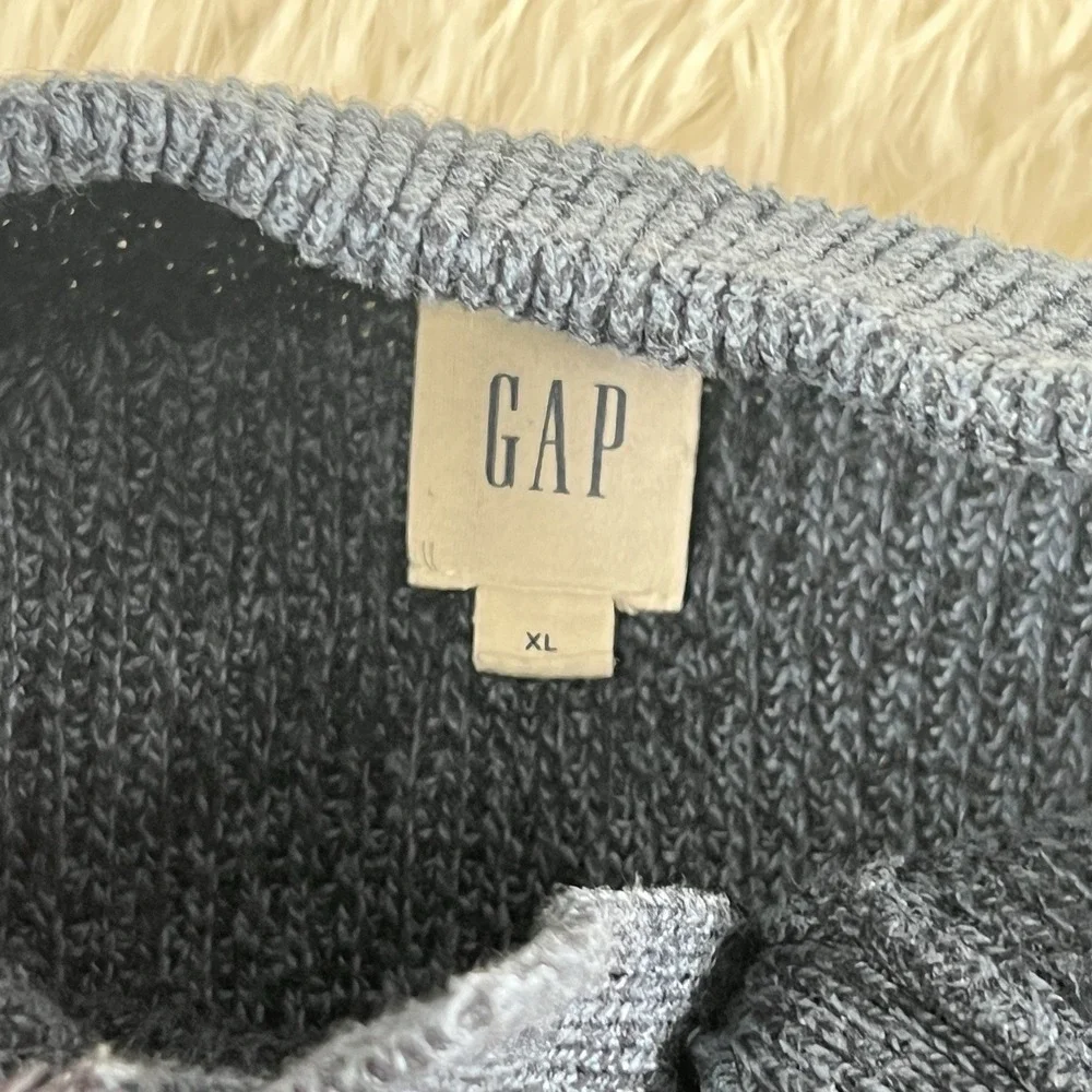 Gap‎ Henley Sweater Mens XL Knit Blue High Neck Long Sleeve Sweatshirt EUC